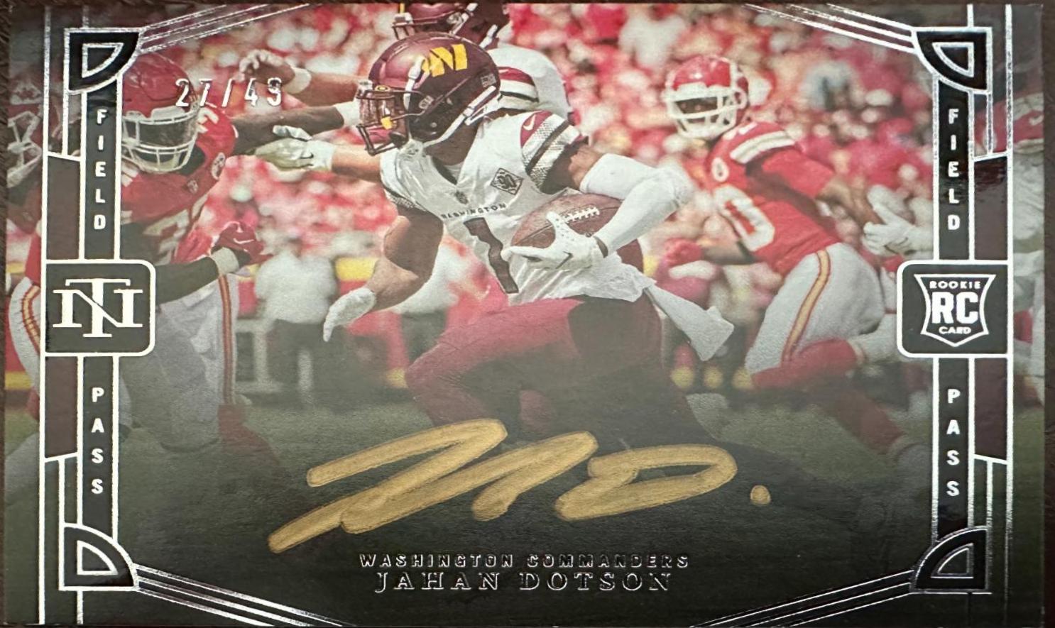 Jahan Dotson #FP-JDO Football Cards 2022 Panini National Treasures Rookie Signatures Field Pass
