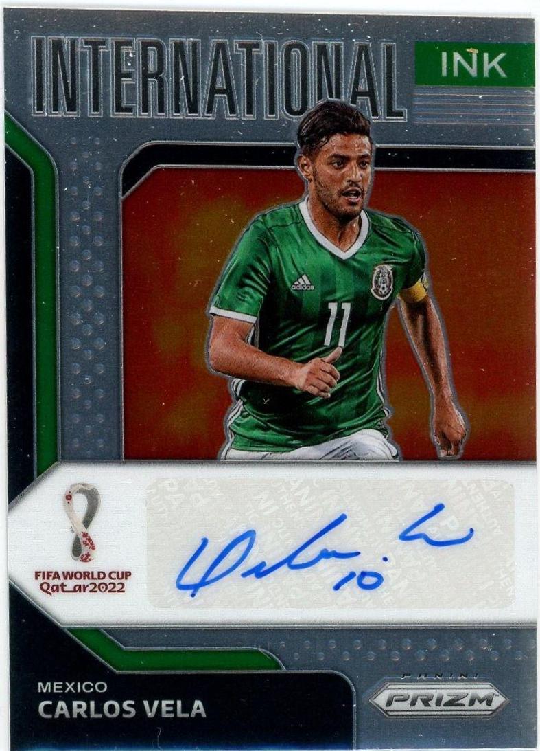 Carlos Vela Soccer Cards 2022 Panini Prizm World Cup International Ink Autograph