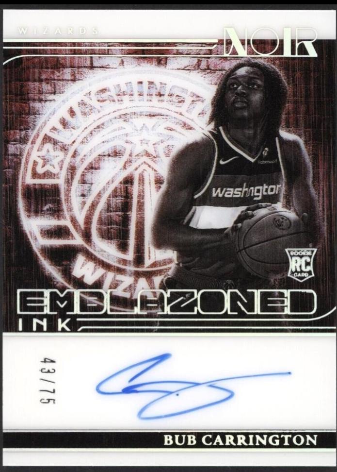 Bub Carrington #24 2024 Panini Noir Emblazoned Ink Basketball