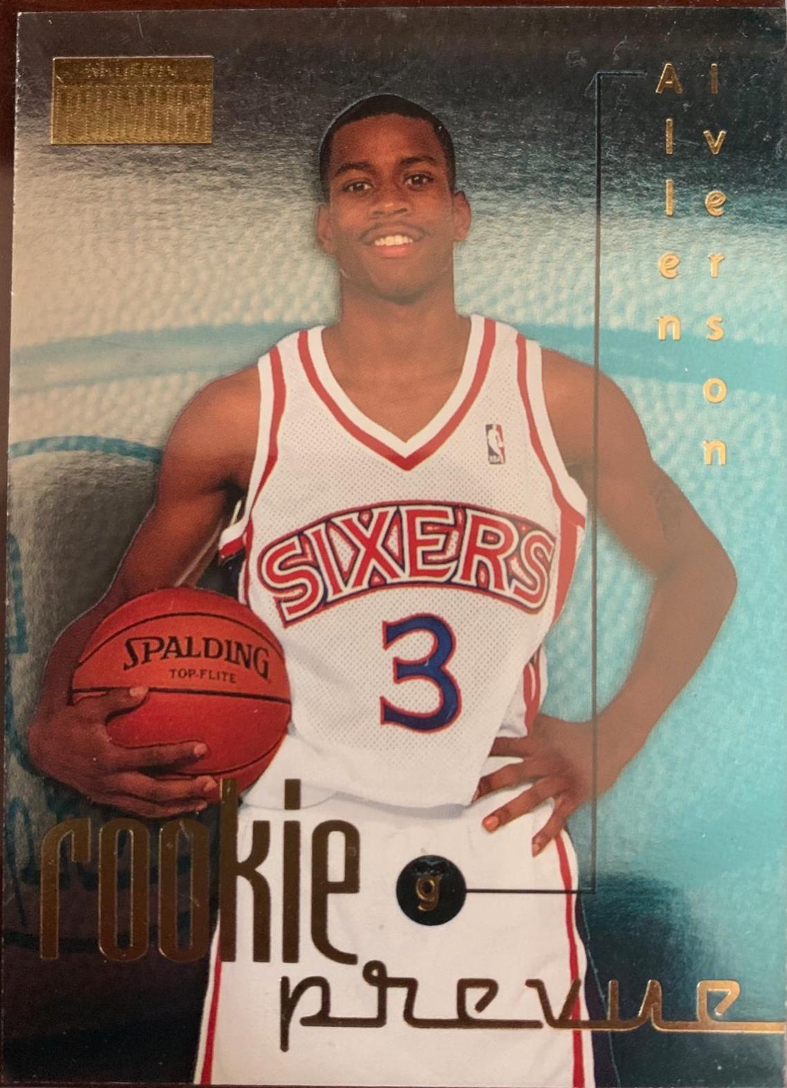 Allen Iverson #R-9 Basketball Cards 1996 Skybox Premium Rookie Prevue