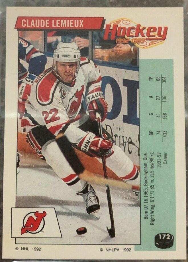 Claude Lemieux #172 Hockey Cards 1992 Panini Stickers