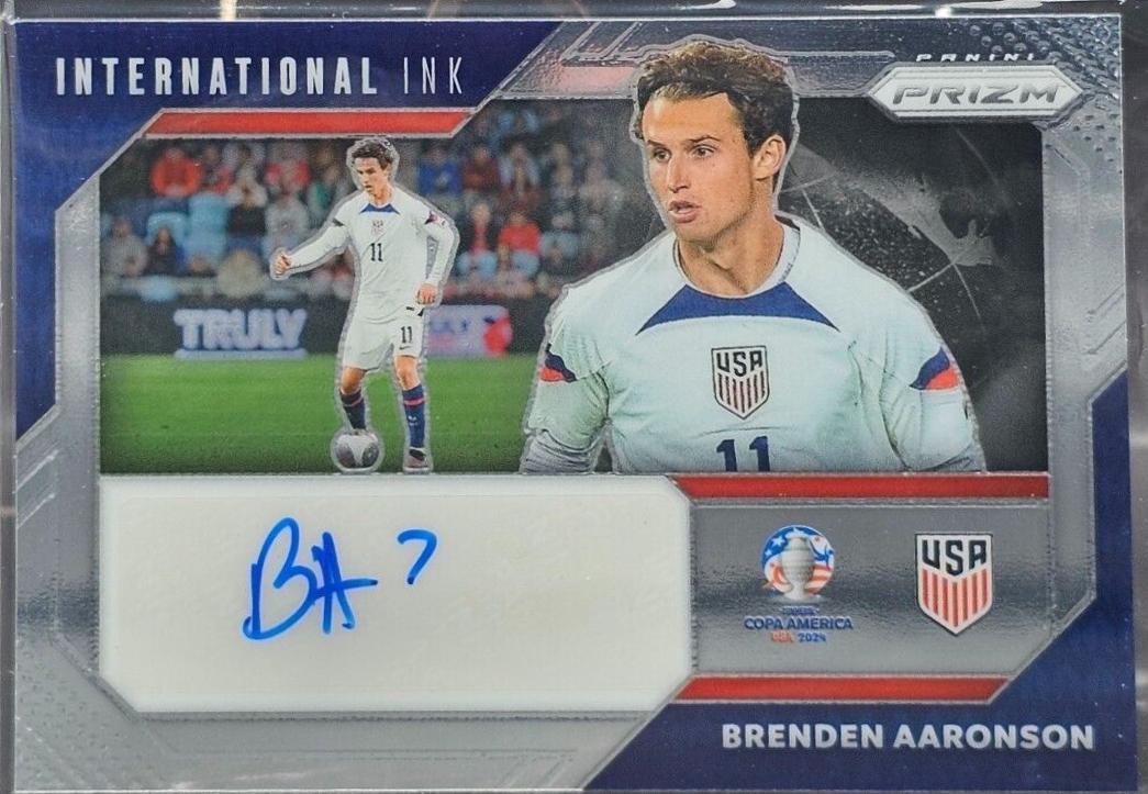 Brenden Aaronson #2 Soccer Cards 2024 Panini Prizm Copa America International Ink