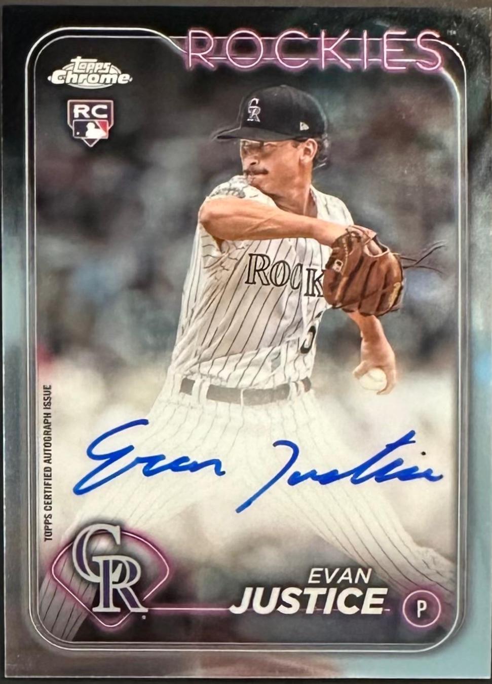 Evan Justice #RA-EJ Baseball Cards 2024 Topps Chrome Rookie Autograph