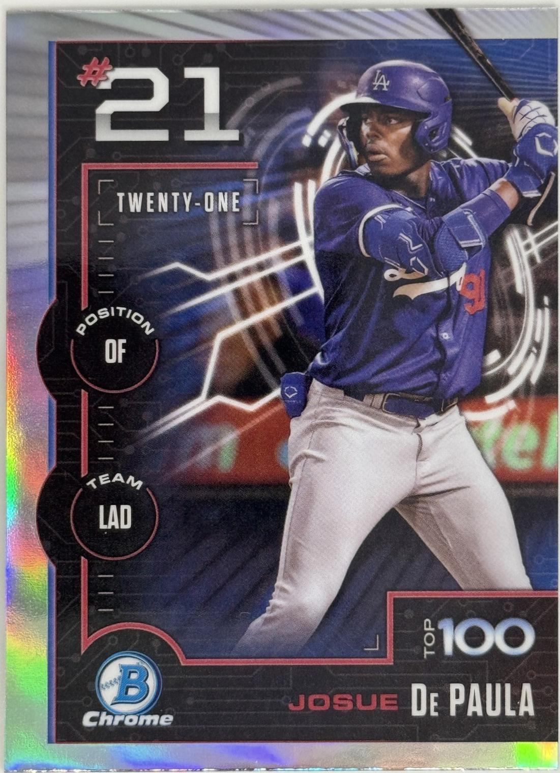 Josue De Paula #BTP-21 Baseball Cards 2025 Bowman Scouts Top 100