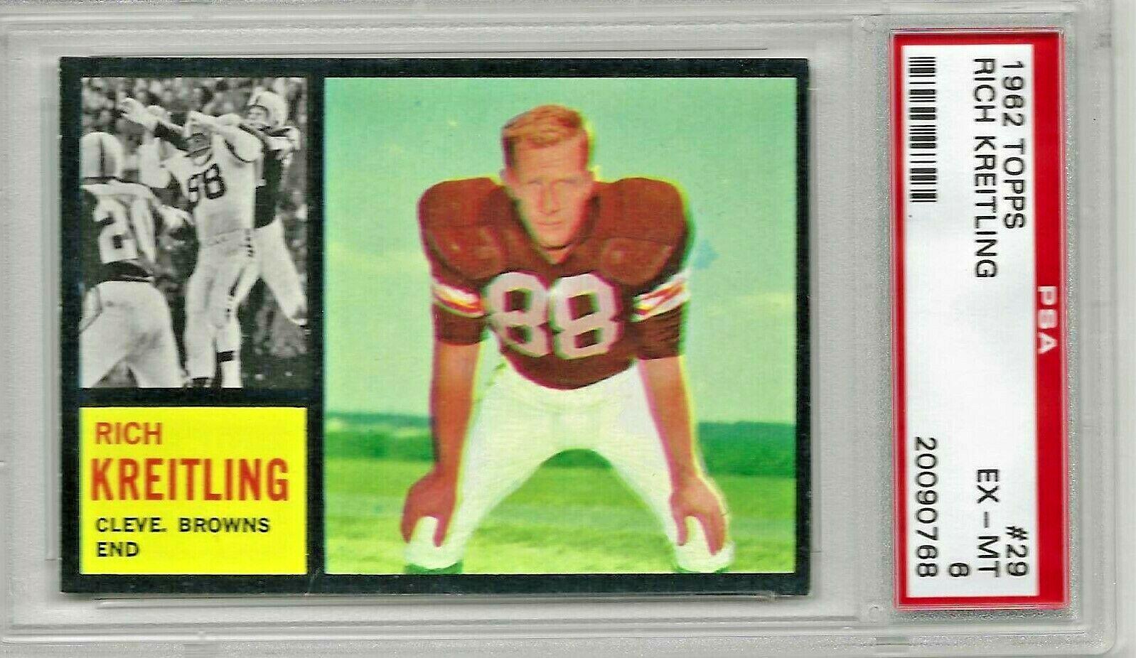 Rich Kreitling #29 Football Cards 1962 Topps