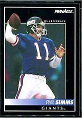 Phil Simms #4 Football Cards 1992 Pinnacle