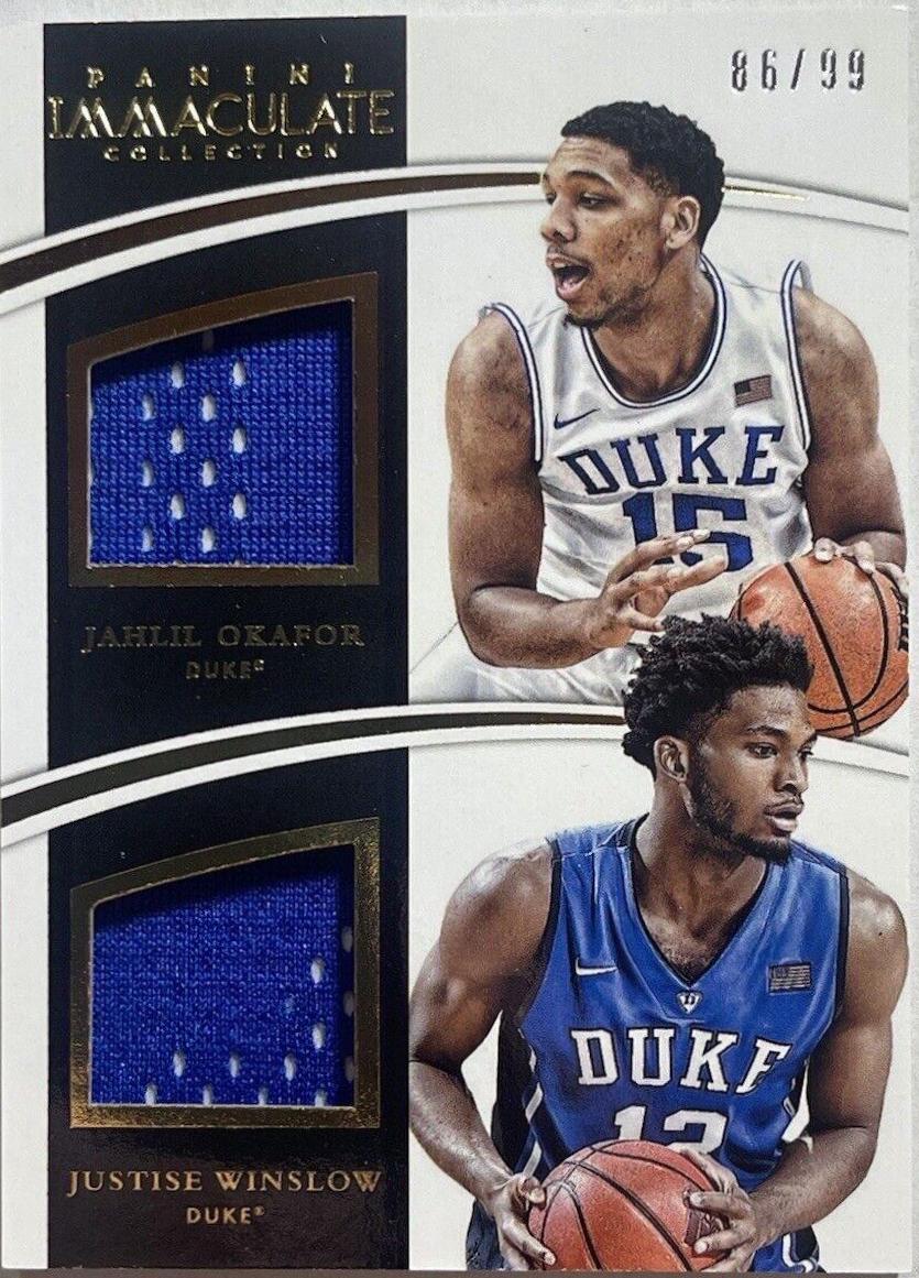 Jahlil Okafor, Justise Winslow #8 Basketball Cards 2015 Panini Immaculate Collection Dual Memorabilia