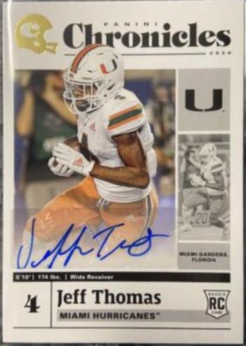 Jeff Thomas #14 Football Cards 2020 Panini Chronicles Draft Picks Signatures