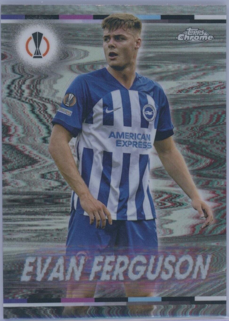 Evan Ferguson #WN-10 Soccer Cards 2023 Topps Chrome UEFA Club White Noise