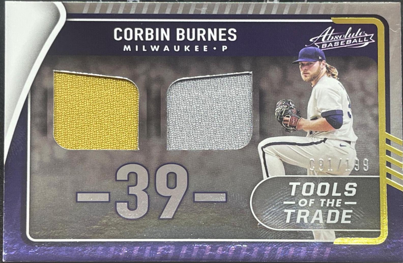 Corbin Burnes #TTT2-CB 2022 Panini Absolute Baseball Tools of the Trade 2 Swatch
