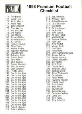Checklist Football Cards 1998 Skybox Premium