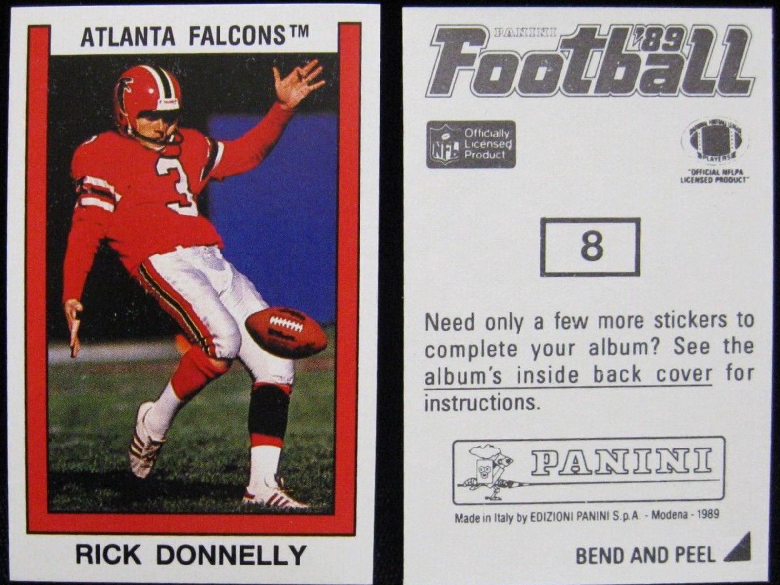 Rick Donnelly #8 Football Cards 1989 Panini Sticker
