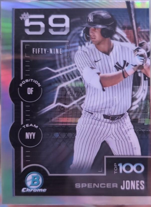 Spencer Jones #BTP-59 Baseball Cards 2025 Bowman Scouts Top 100