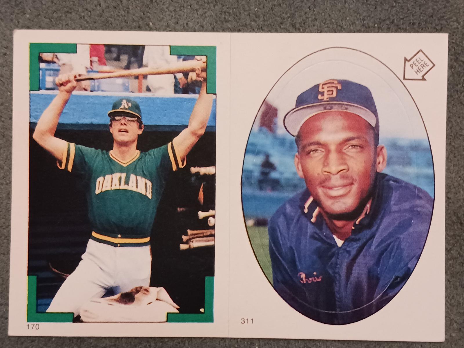 Bruce Bochte, Chris Brown Baseball Cards 1986 Topps Stickers