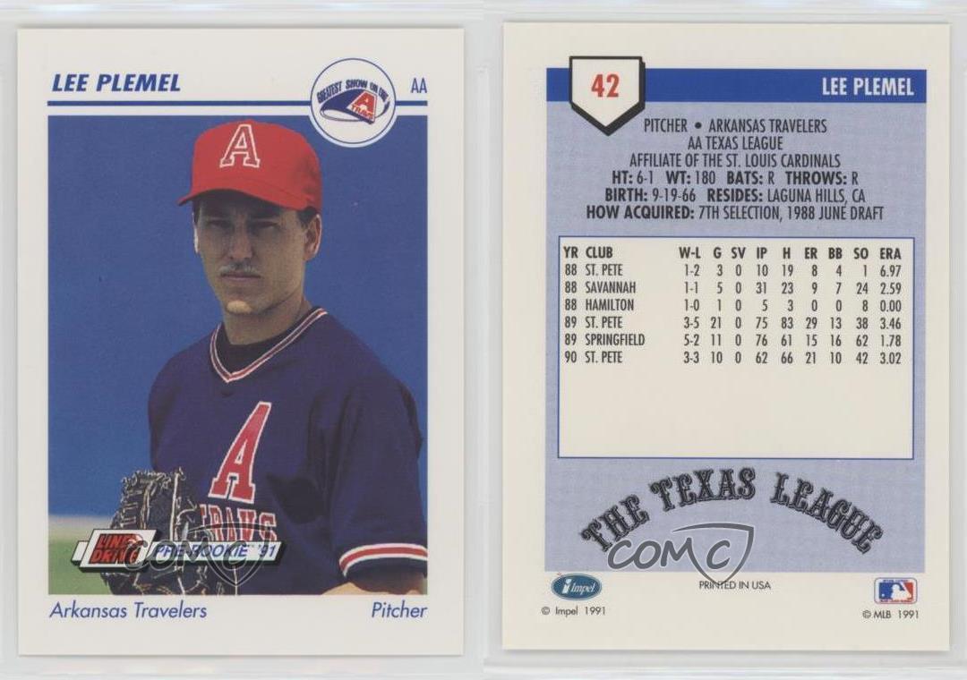 Lee Plemel #42 Baseball Cards 1991 Impel Line Drive Pre Rookie AA