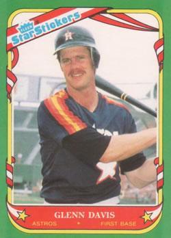 Glenn Davis #31 Baseball Cards 1987 Fleer Star Stickers