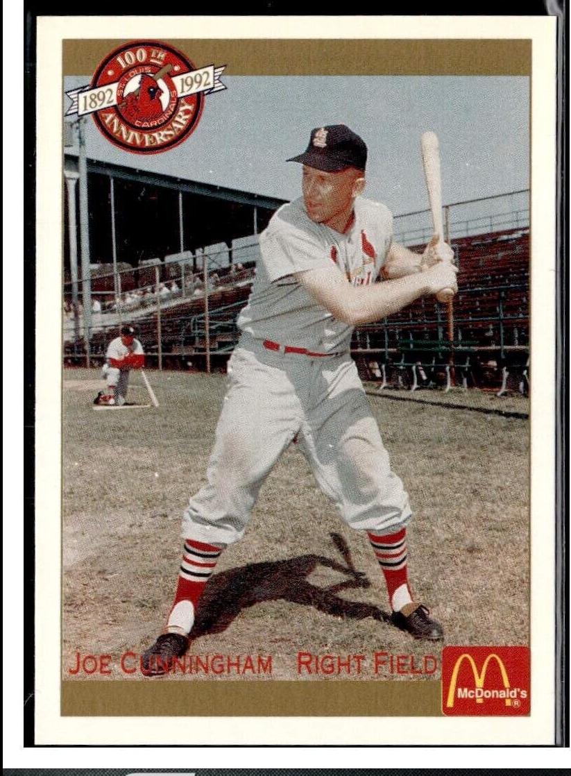 Joe Cunningham #33 Baseball Cards 1992 Pacific McDonald's St. Louis Cardinals