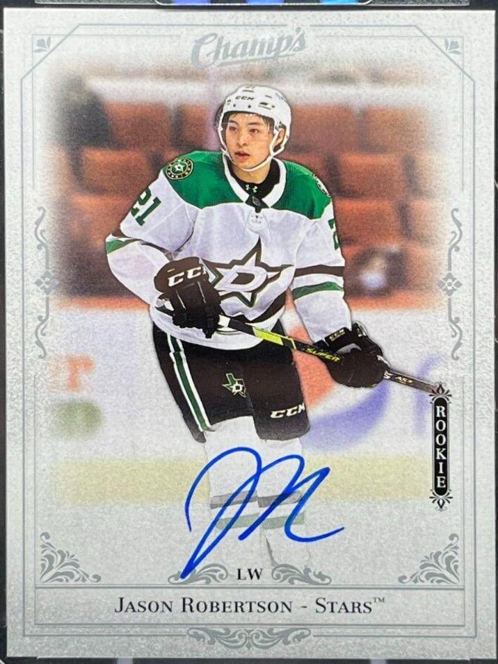 Jason Robertson #C-JR Hockey Cards 2020 Upper Deck Clear Cut Champs Autographs