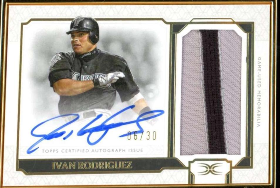 Ivan Rodriguez #FAPC-IR Baseball Cards 2024 Topps Definitive Framed Autograph Patch Collection