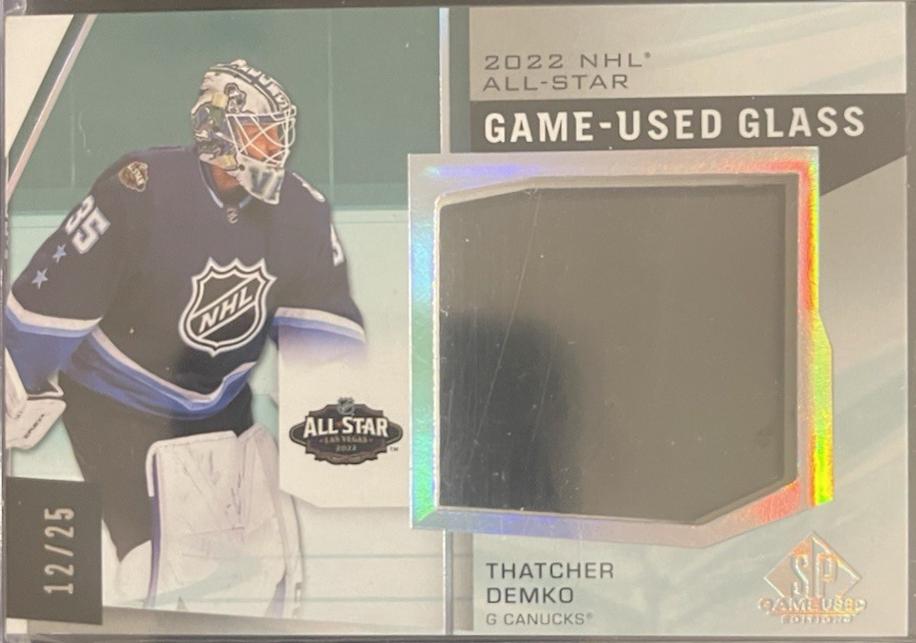 Thatcher Demko #ASG-TD 2022-23 SP Game Used 2022 NHL All-Star Game Rink Glass Relics