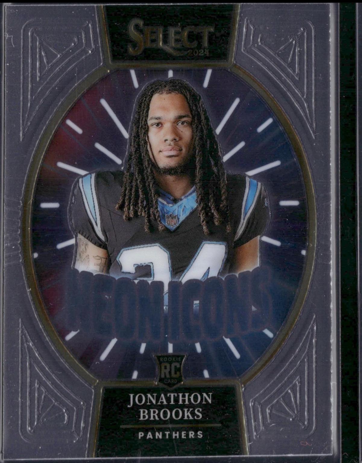 Jonathon Brooks #3 Football Cards 2024 Panini Select Neon Icons