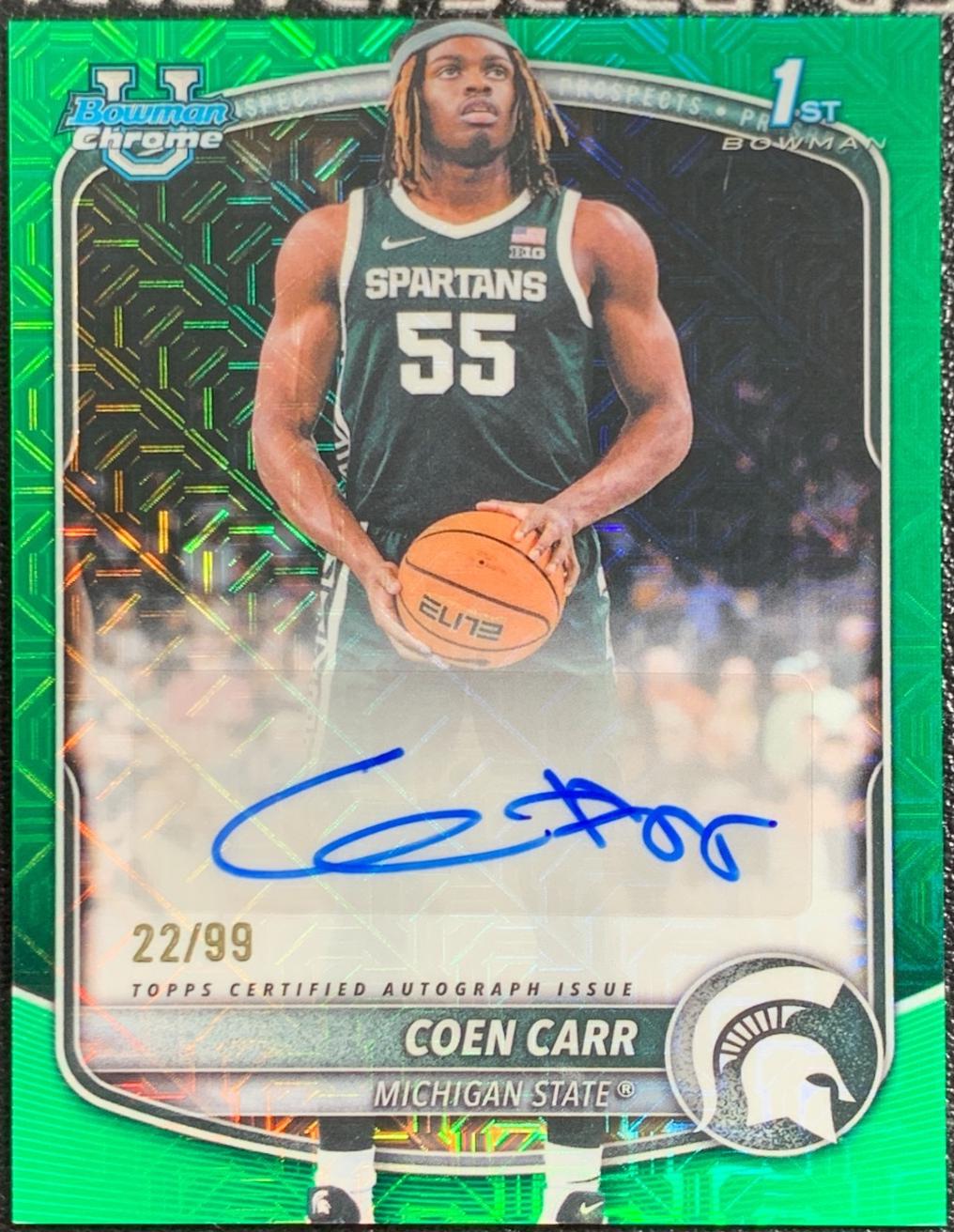 Coen Carr #CPA-CC 2025 Bowman Mega Box Chrome Prospect Autograph Mojo Basketball