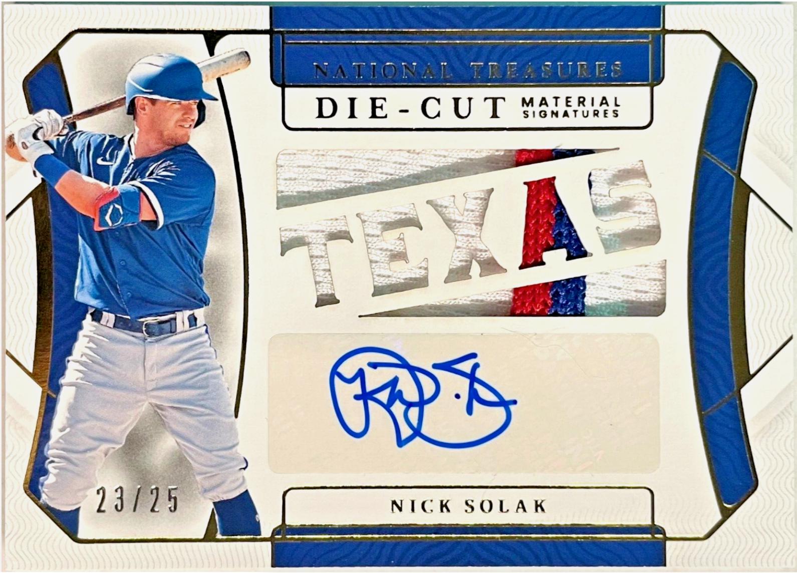 Nick Solak #DCMS-NS Baseball Cards 2022 Panini National Treasures Die Cut Material Signatures