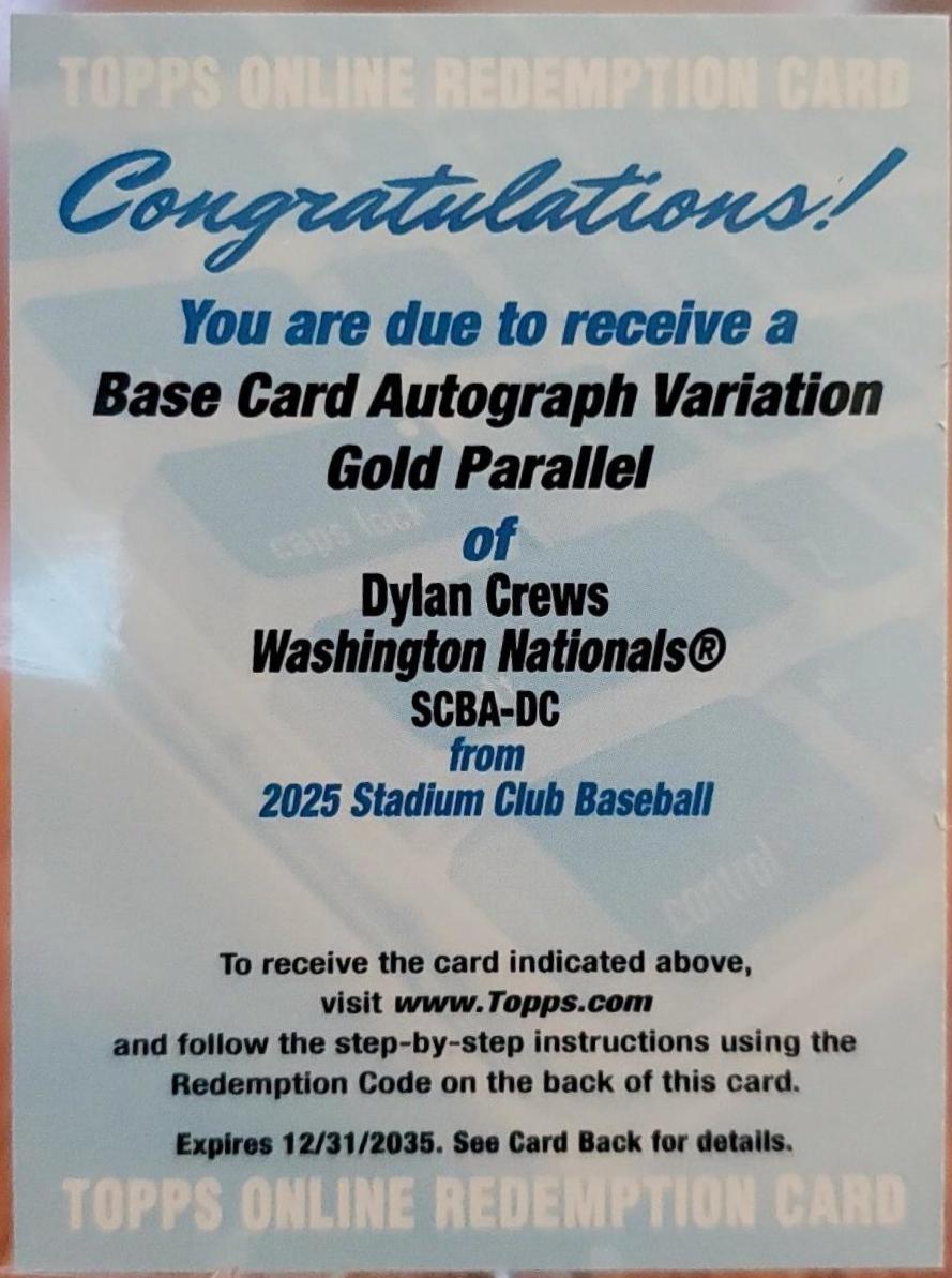 Dylan Crews [Gold] #SCBA-DC