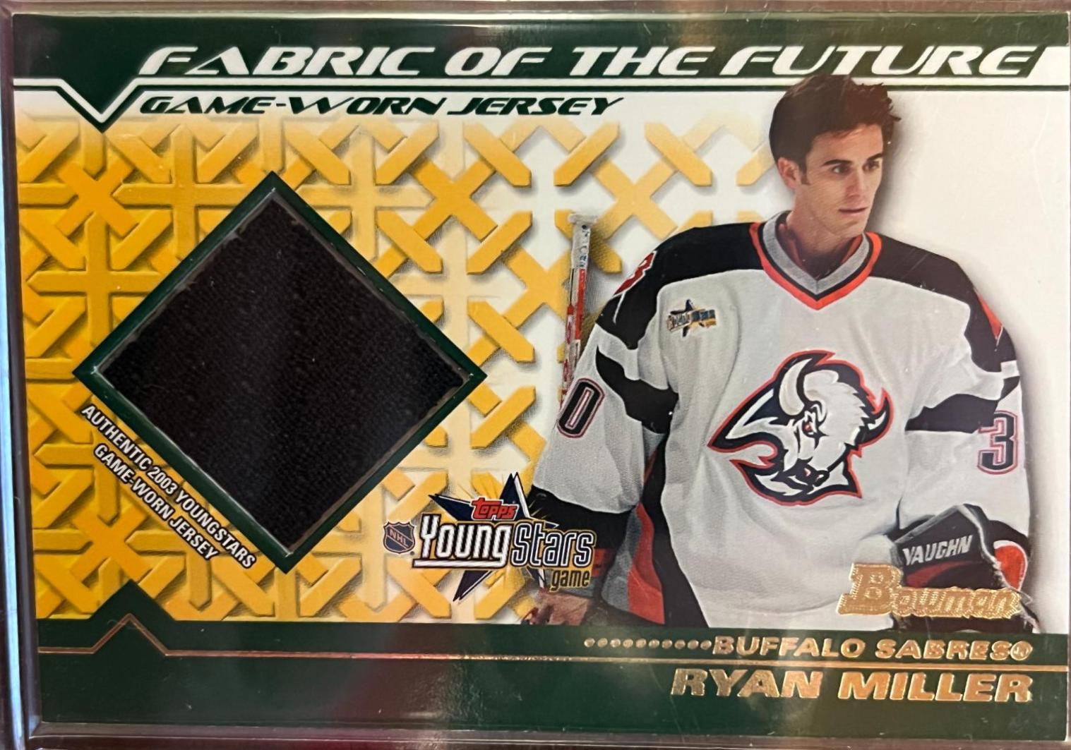 Ryan Miller #FFJ-RM Hockey Cards 2002 Bowman Young Stars Fabric of the Future Jersey