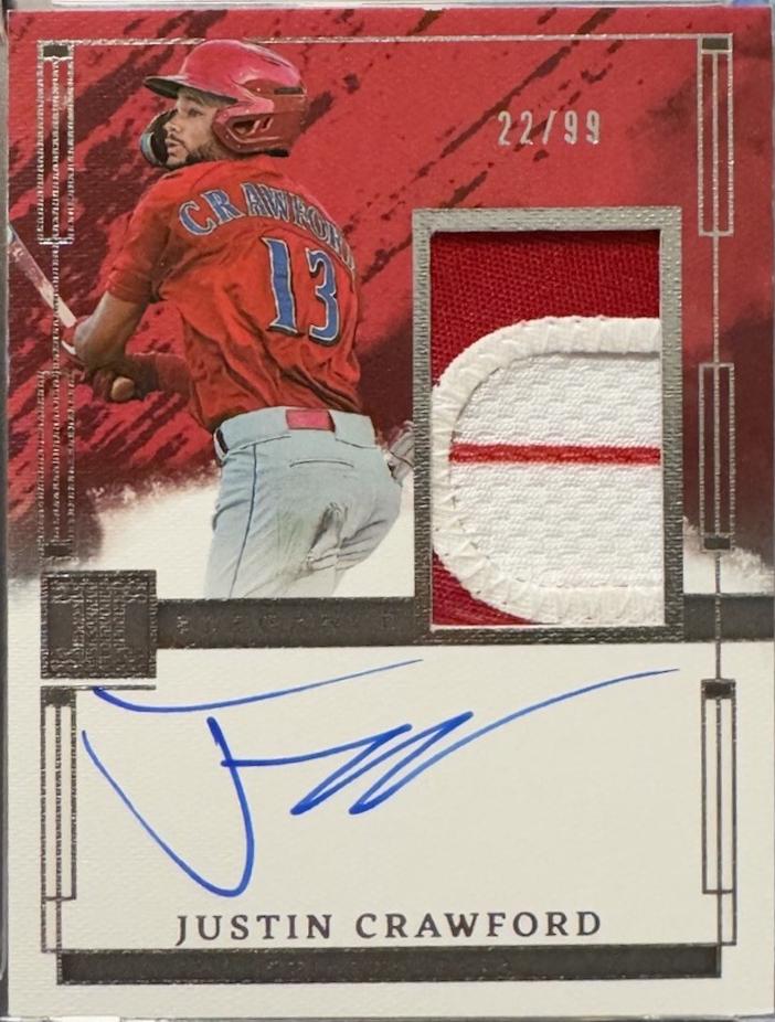 Justin Crawford #EPJ-JC Baseball Cards 2024 Panini Impeccable Elegance Prospect Jersey Autograph