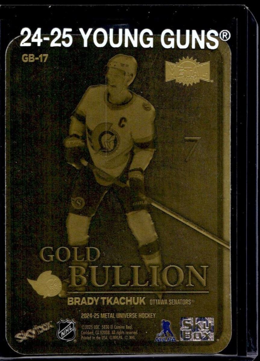 Brady Tkachuk #GB-17 Hockey Cards 2024 SkyBox Metal Universe Gold Bullion