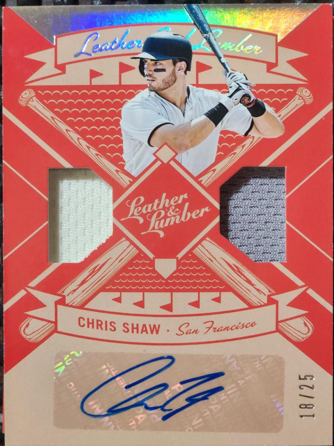 Chris Shaw #LLS-CS Baseball Cards 2019 Panini Leather & Lumber Signature Relics