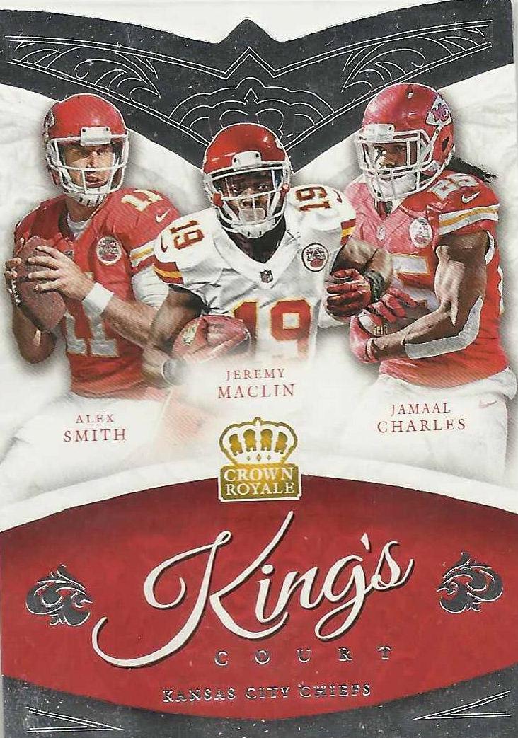 Alex Smith, Jeremy Maclin, Jamaal Charles #KC13 Football Cards 2015 Panini Crown Royale King's Court Die Cuts