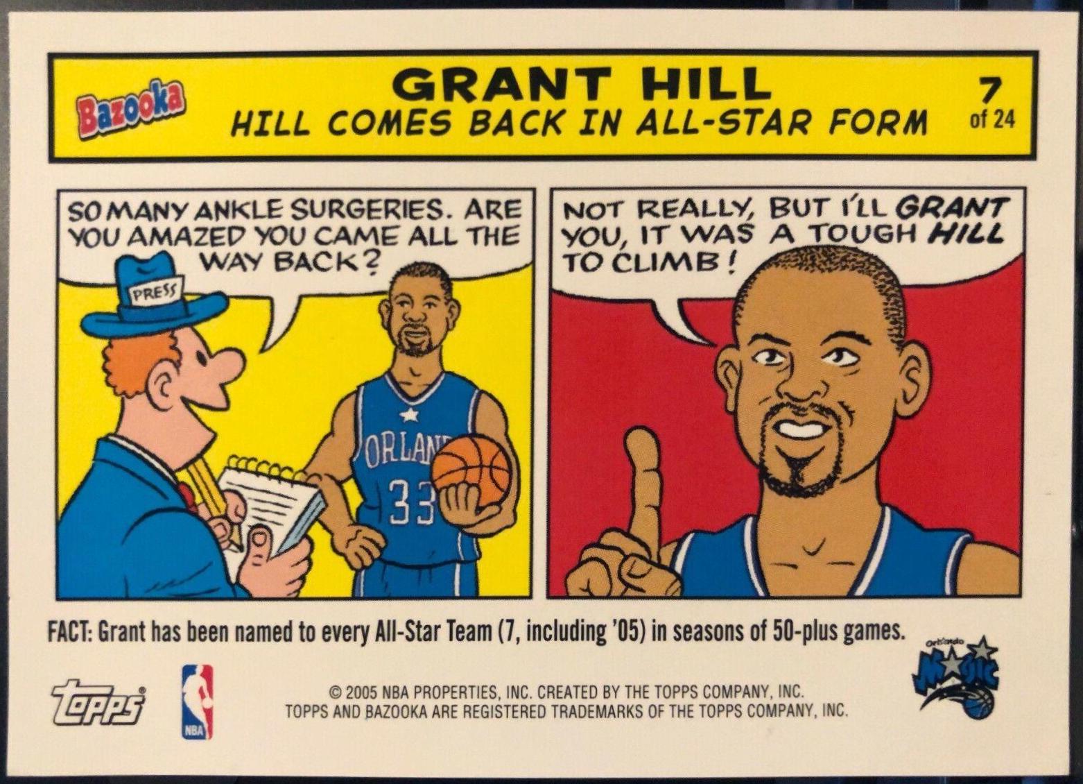 Grant Hill #7 Basketball Cards 2005 Topps Bazooka Comics