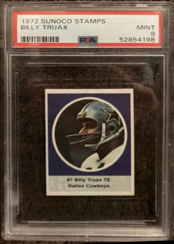 Billy Truax Football Cards 1972 Sunoco Stamps