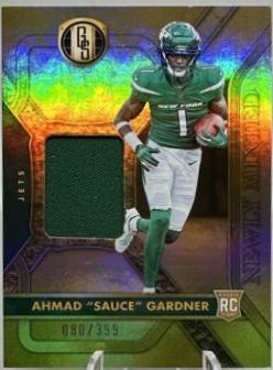 Ahmad 'Sauce' Gardner #NMM-ASG Football Cards 2022 Panini Gold Standard Newly Minted Memorabilia
