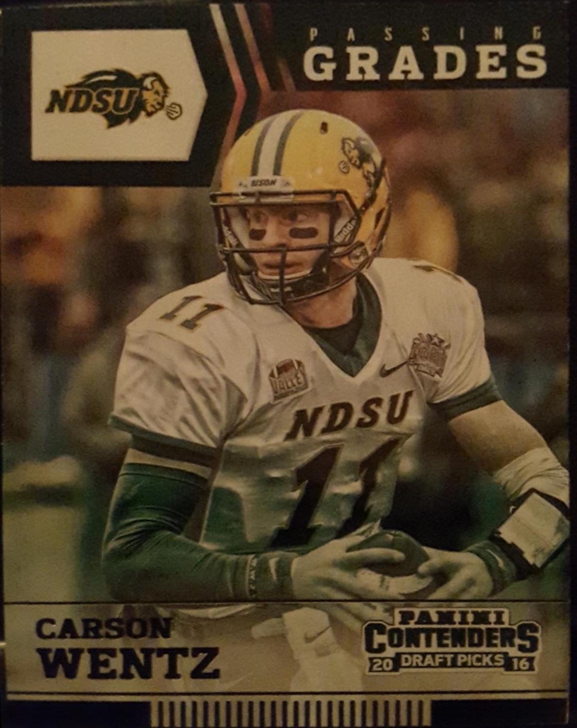 Carson Wentz #8 Football Cards 2016 Panini Contenders Draft Picks Passing Grades