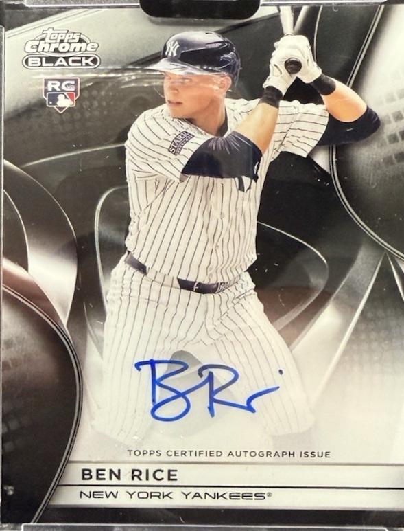 Ben Rice #CBA-BR Baseball Cards 2025 Topps Chrome Black Autograph