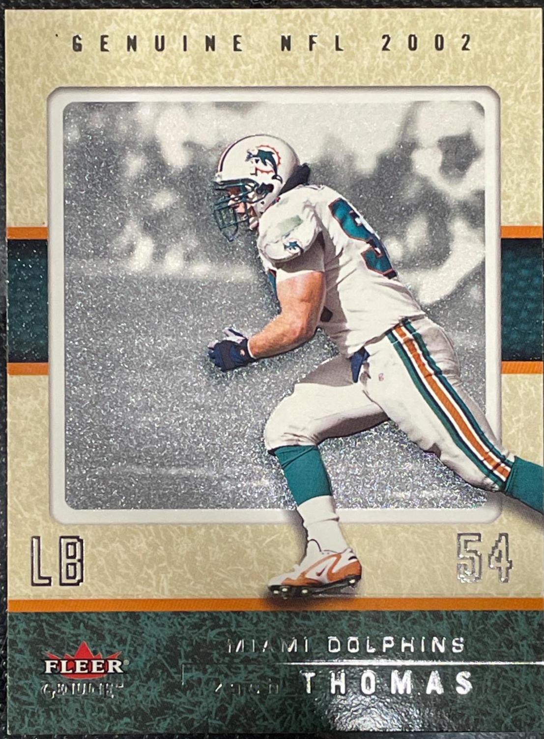 Zach Thomas #55 Football Cards 2002 Fleer Genuine
