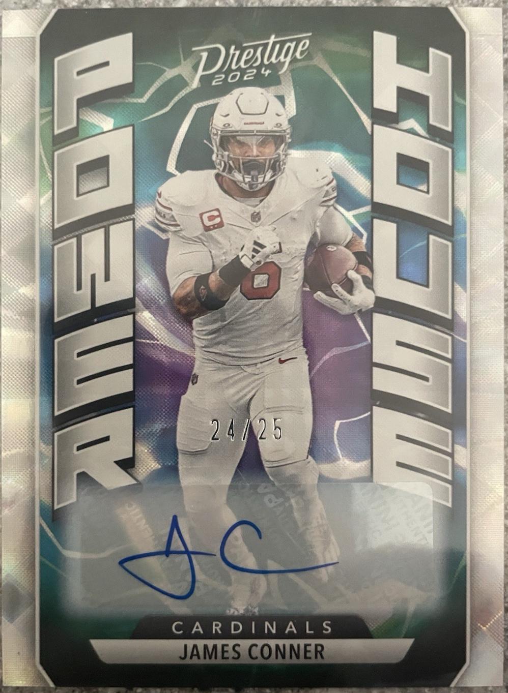 James Conner #7 Football Cards 2024 Panini Prestige Power House Xtra Points Autograph