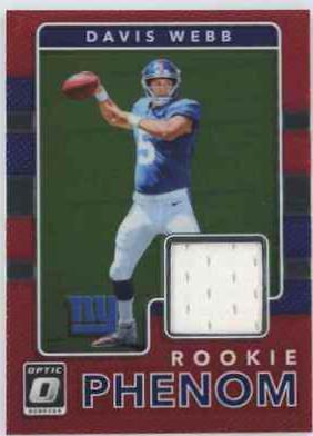 Davis Webb #24 Football Cards 2017 Panini Donruss Optic Rookie Phenom Jersey