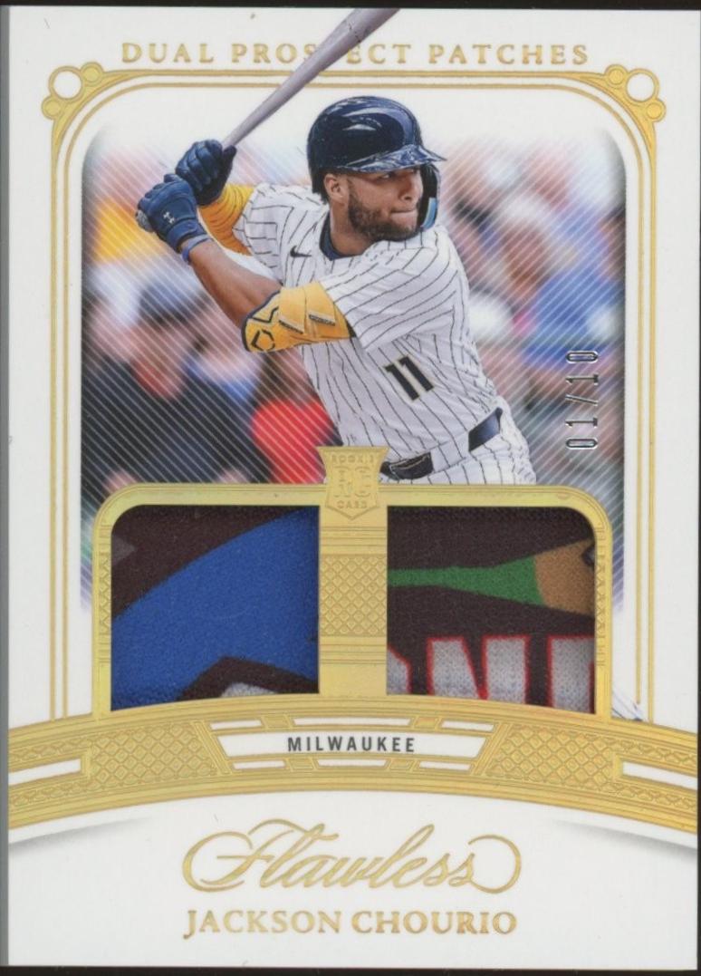 Jackson Chourio #DP-JC 2024 Panini Flawless Dual Prospect Patch Baseball