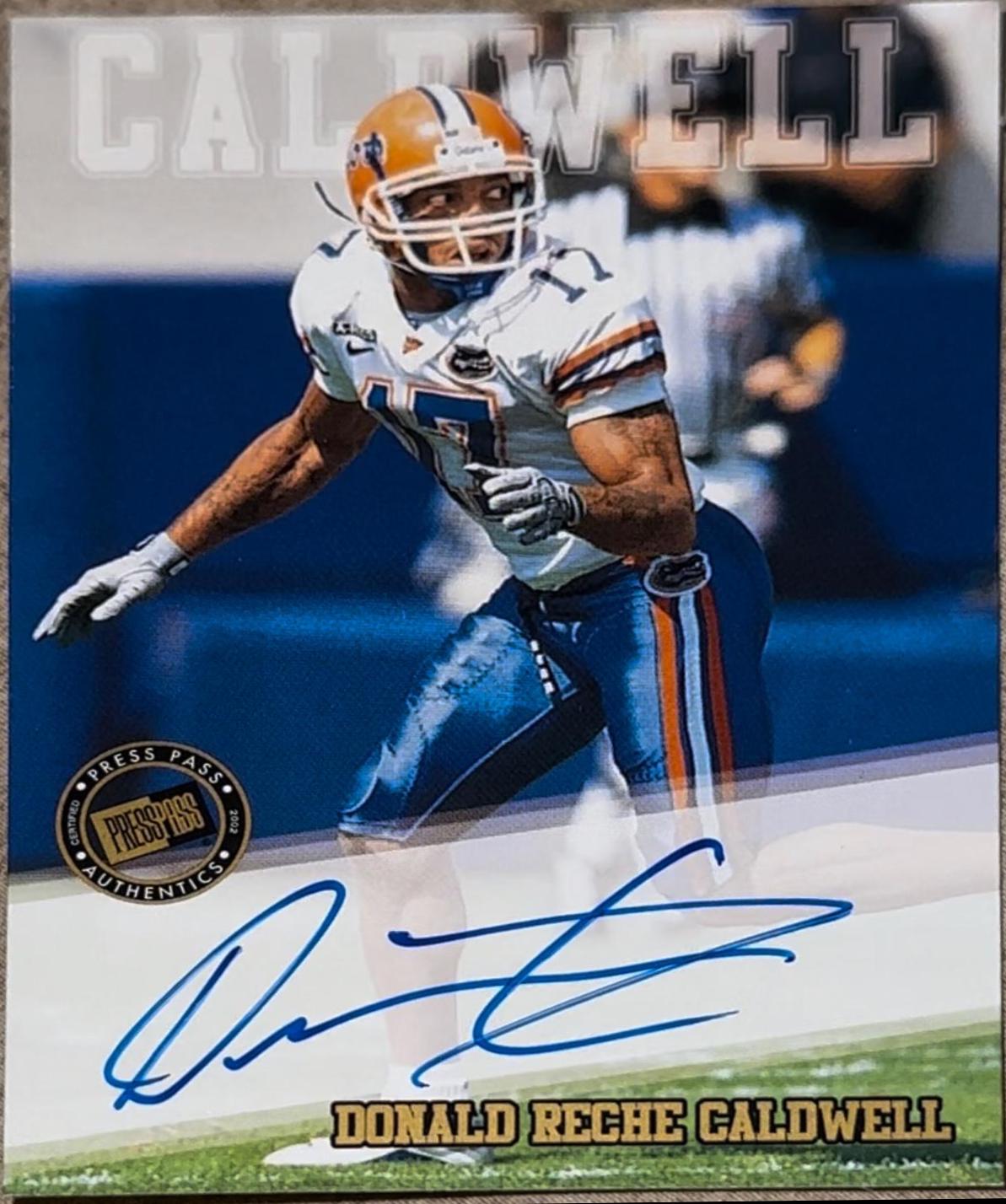 Donald Reche Caldwell Football Cards 2002 Press Pass Autographs