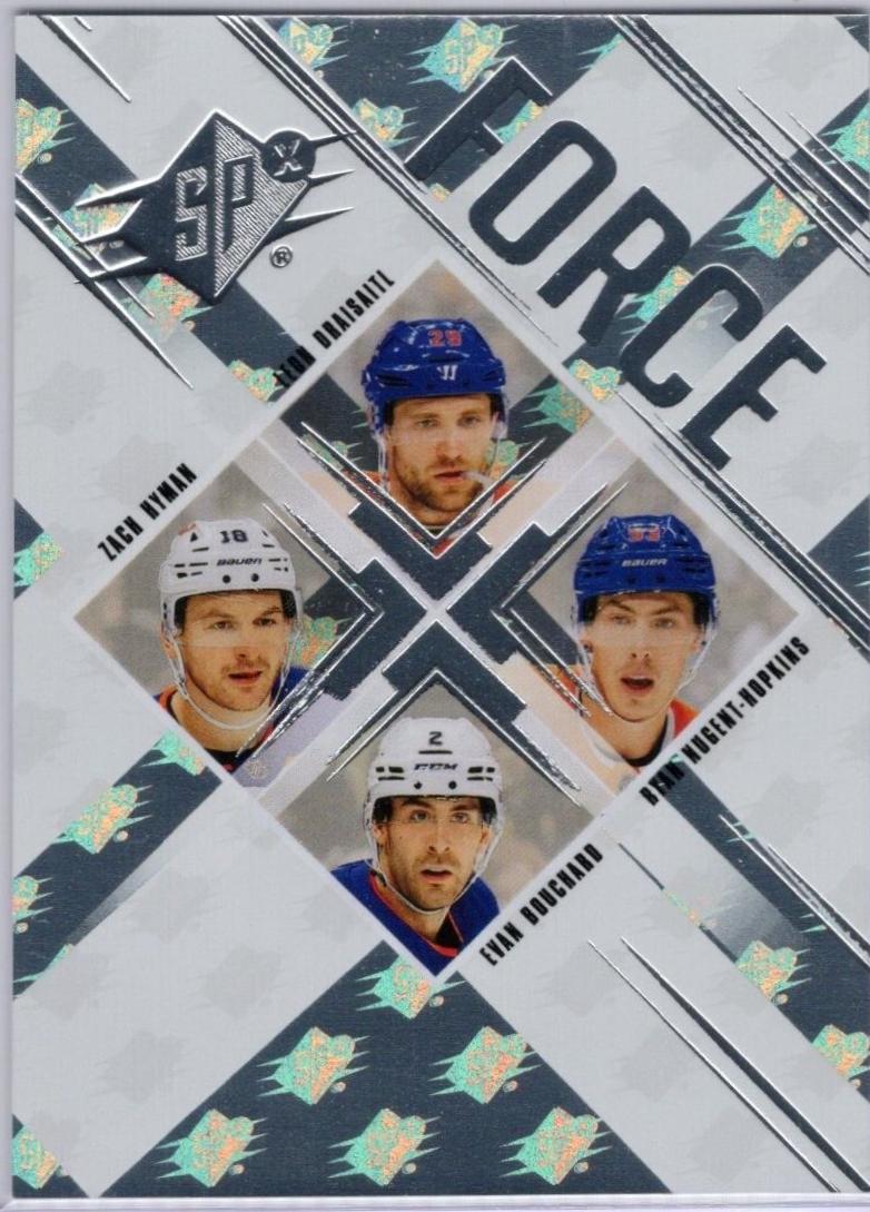 Leon Draisaitl / Zach Hyman / Ryan Nugent-Hopkins / Evan Bouchard #SF-DHHB Hockey Cards 2024 SPx Force