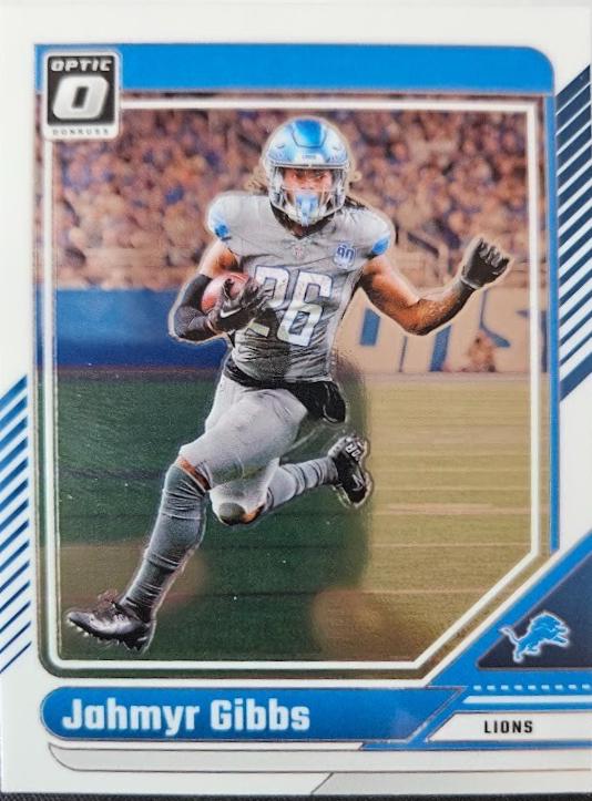 Jahmyr Gibbs #64 Football Cards 2024 Panini Donruss Optic