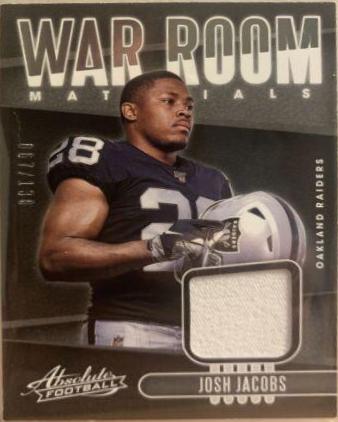 Josh Jacobs #WAR-24 Football Cards 2019 Panini Absolute War Room Materials