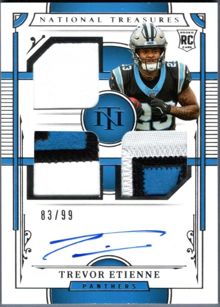 Trevor Etienne #40 2025 Panini National Treasures Rookie Material Signature Triple Football