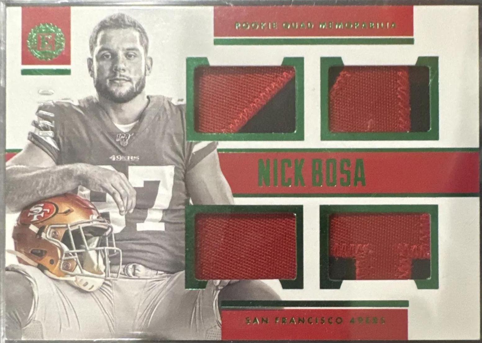 Nick Bosa #15 Football Cards 2019 Panini Encased Rookie Quad Memorabilia