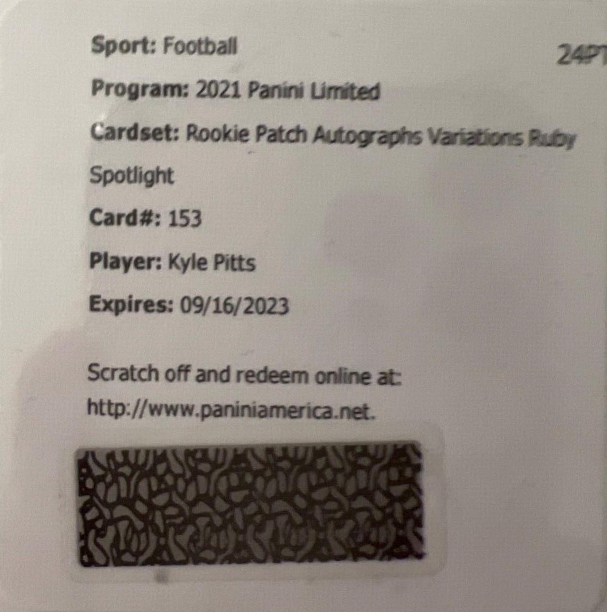 Kyle Pitts [Patch Autograph Ruby Spotlight] #153