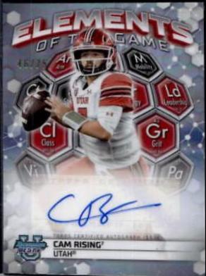 Cam Rising #ETGA-CR Football Cards 2023 Bowman's Best University Elements Of Greatness Autographs